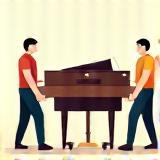 Equipe déménageant un piano